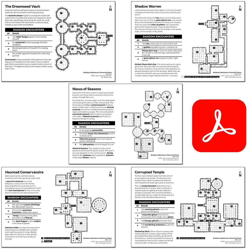 Battlezoo Adventures: Elemental Storm Shadowdark PDFs