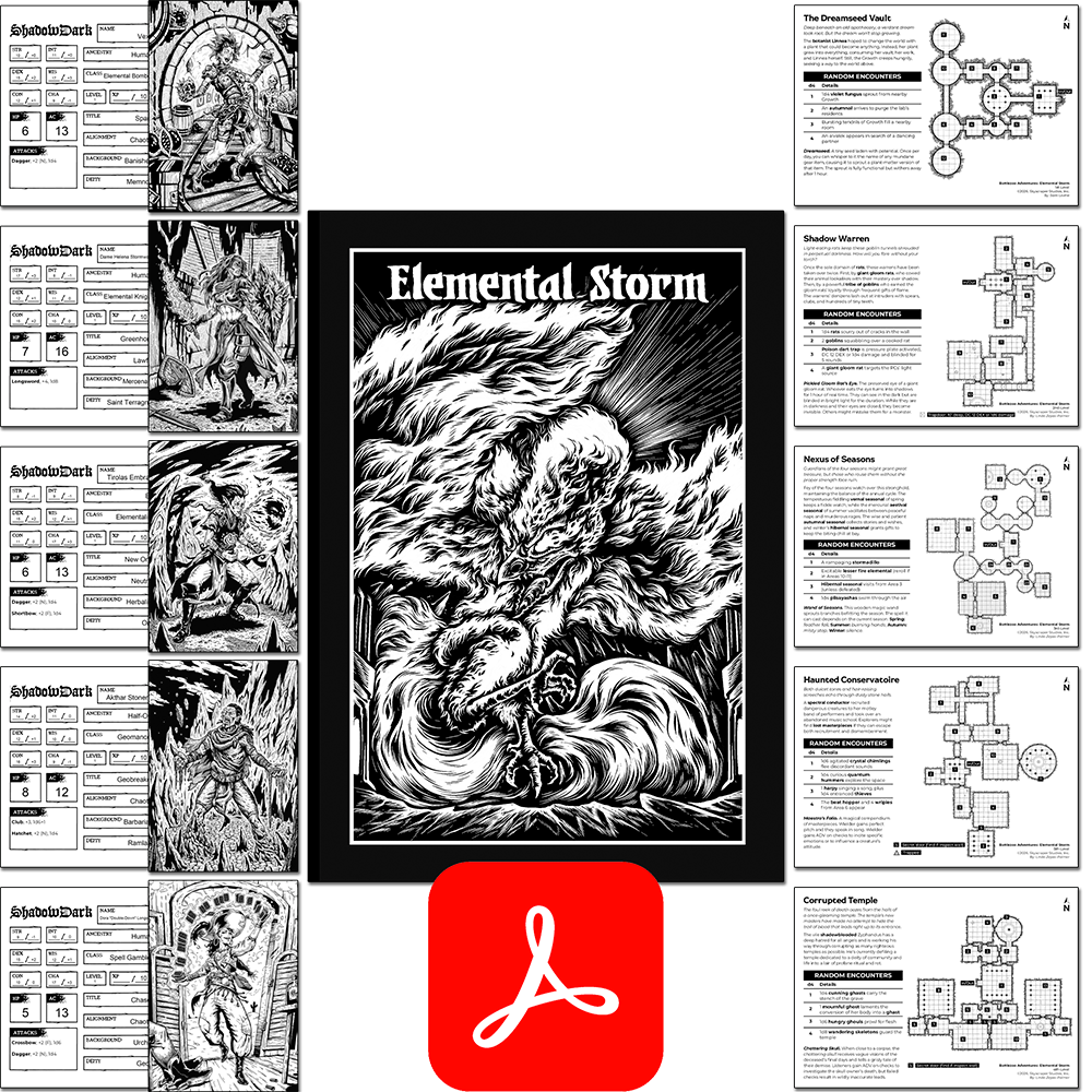 Battlezoo Adventures: Elemental Storm Shadowdark PDFs