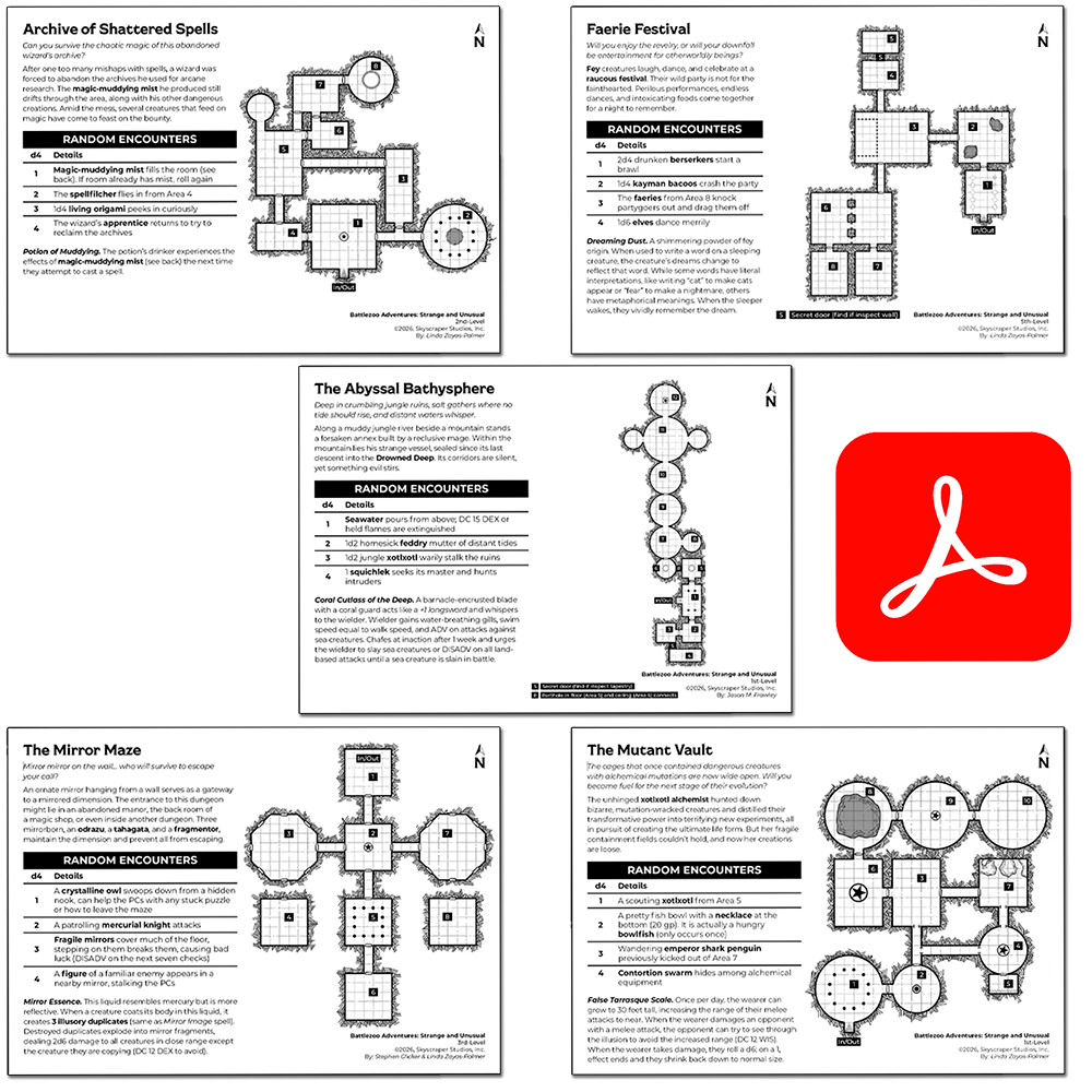 Battlezoo Adventures: Strange and Unusual Shadowdark PDFs