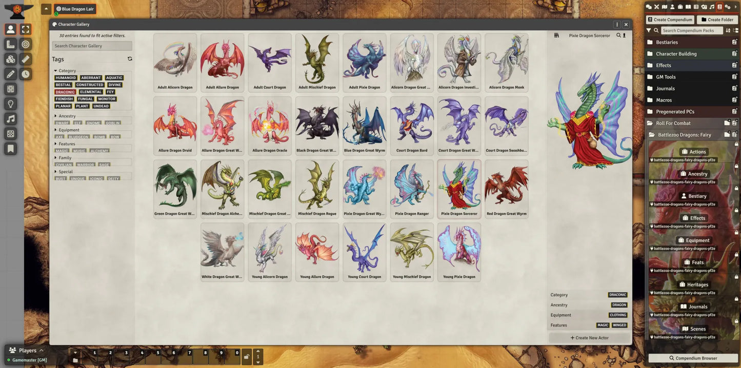 Battlezoo Dragons: Fairy Dragons for Foundry VTT